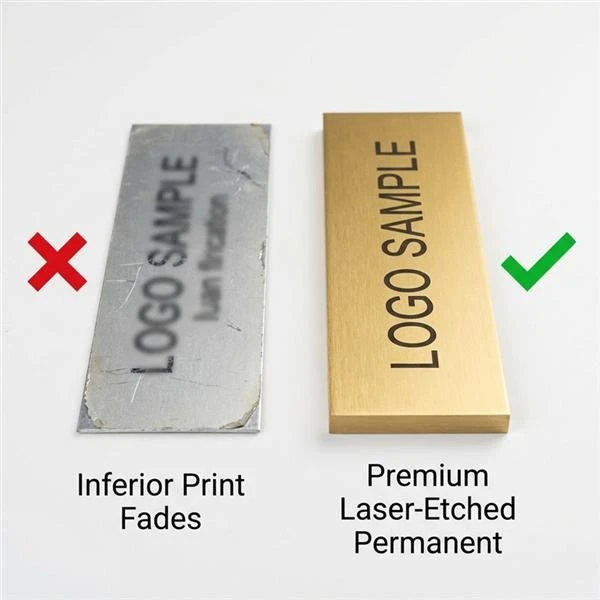 Brushed Gold Metal Nameplates | Laser Etched Equipment Tags high quality